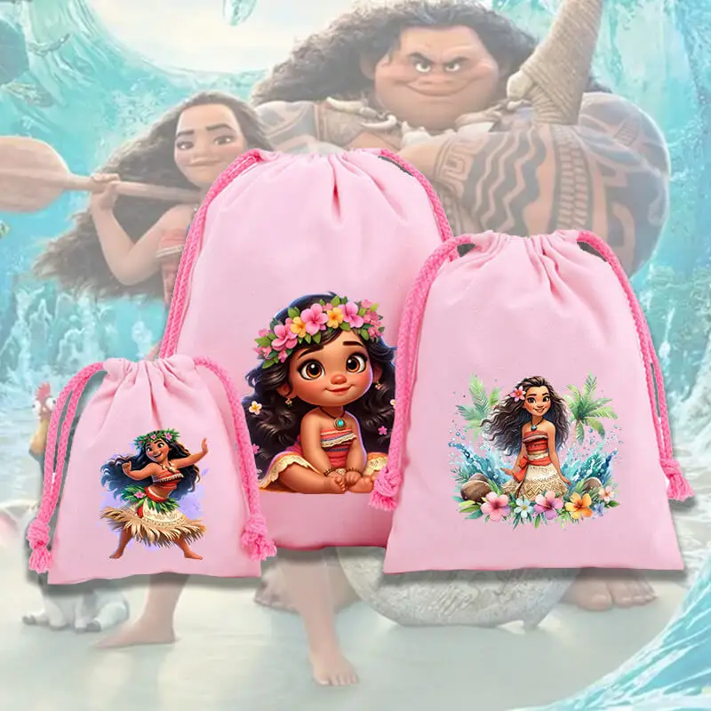 Moana Merch Drawstring Bag Disney Cartoon  Girls Candy Jewelry Pouch Cute Women Dustproof Makeup Packing Bags Birthday Gift