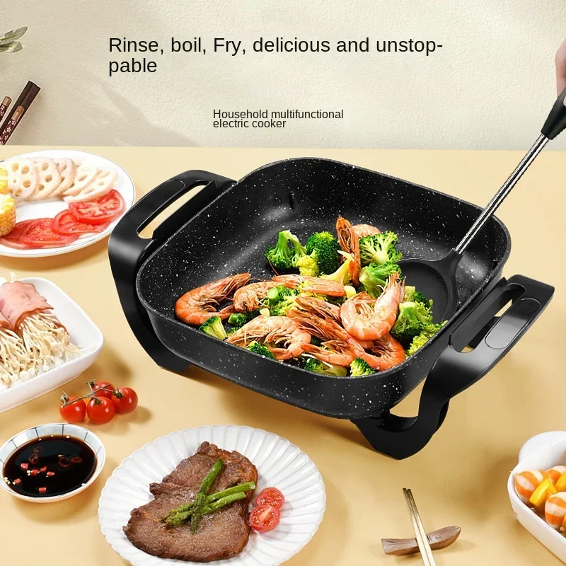 Multi-functional Home Korean Style Square Electric Hot Pot Healthy Kitchen Nonstick Hot Pot Ware Electric Caldron for Dormitory