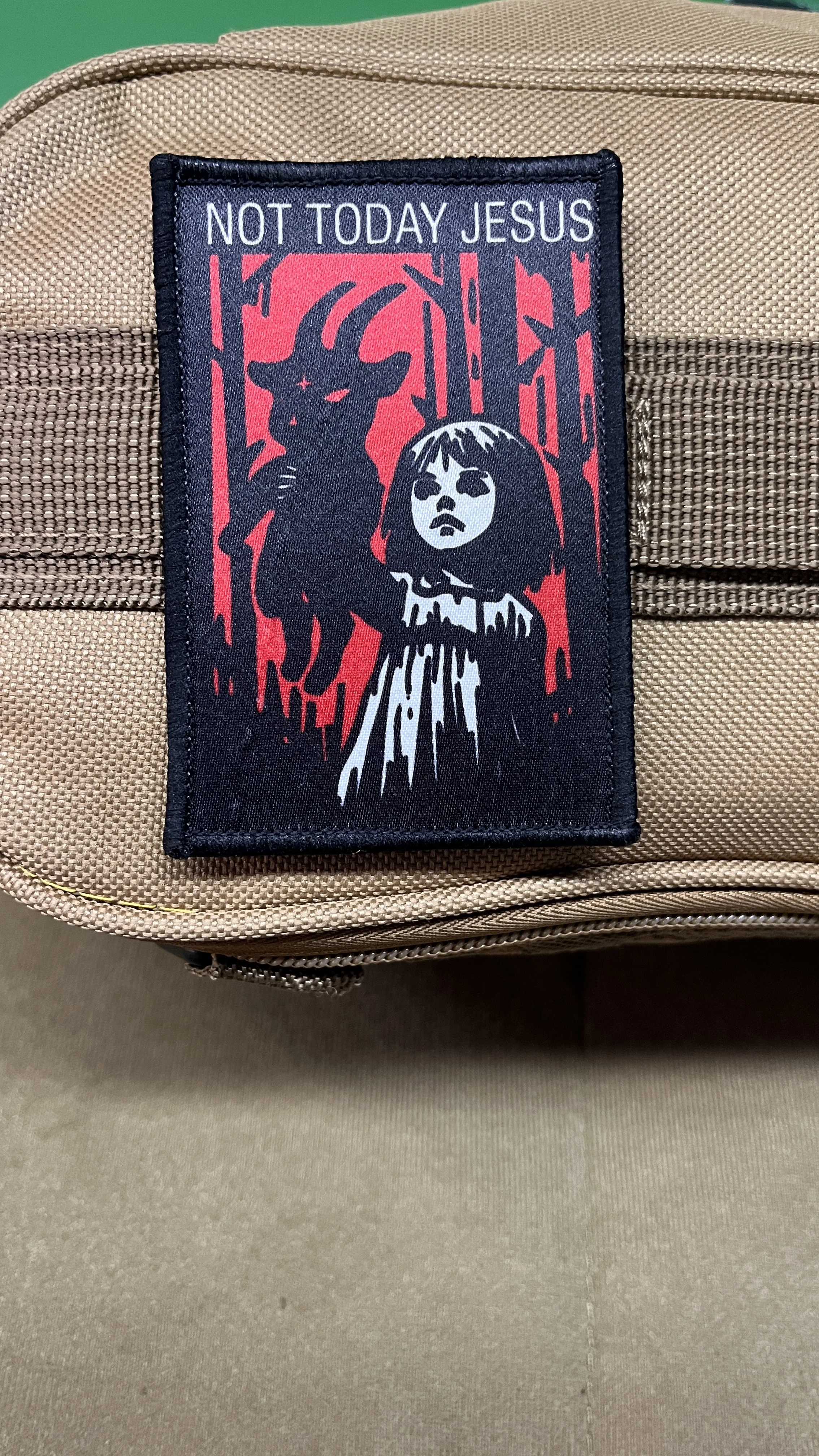 Not Today Jesus Patch Satanische Ziegen-Dämonen-Mädchen-Abzeichen Baphomet Moral-Patches mit Klettverschluss für Jacken und Rucksäcke – Detail 1
