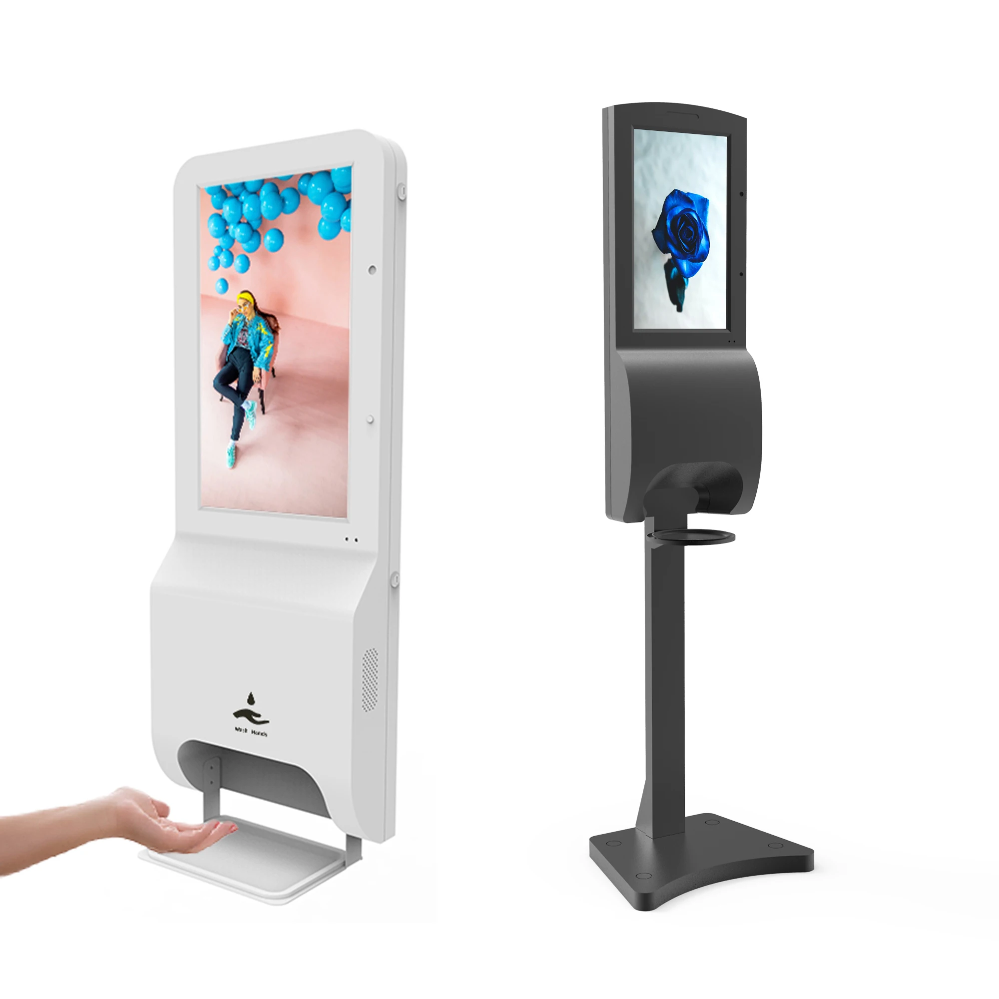 LCD Display Sanitizer Hd Floor Standing Advertising Kiosk Media Player Android Digital Signage with Hand Sanitizers Dispenser