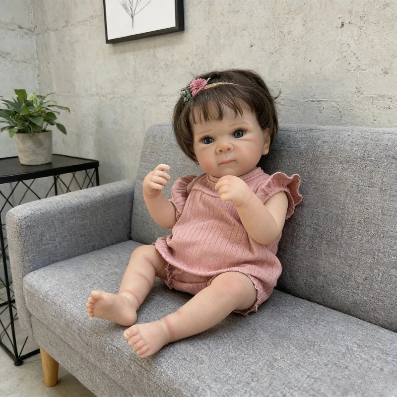 Boneca Reborn Menina Bettie Corpo Impermeável com Olhos Azuis 45cm Brinquedo Infantil Presentes
