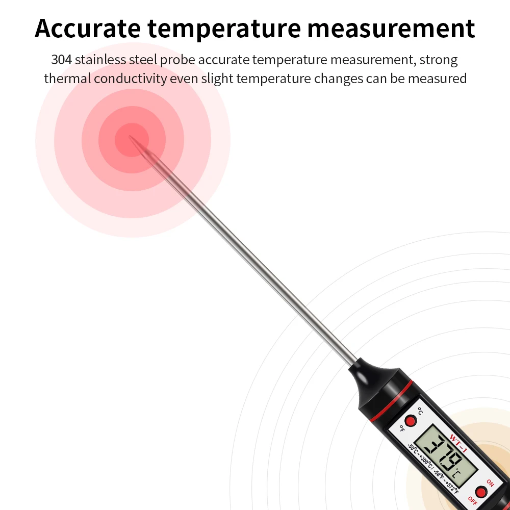 Przenośny cyfrowy termometr kuchenny BBQ Mięso Woda Olej Sonda ze stali nierdzewnej Piekarnik spożywczy Detektor temperatury do gotowania w kuchni