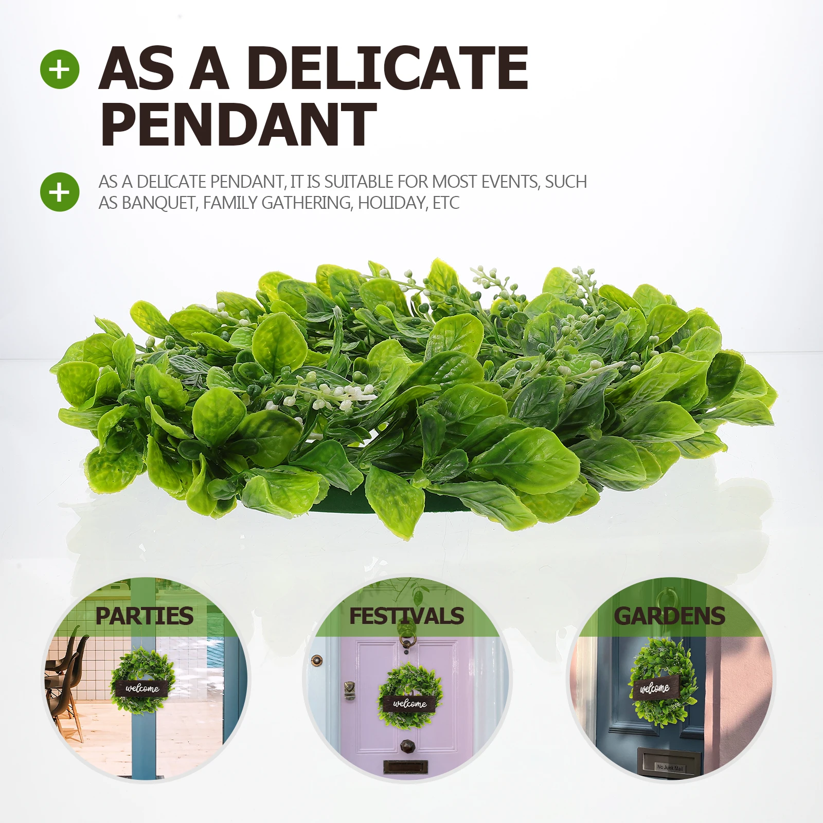 

1Set Simulated Artificial Hanging Garland Home Door Decor Front Wreath Pendant Holiday Decoration Green Plant Wreath