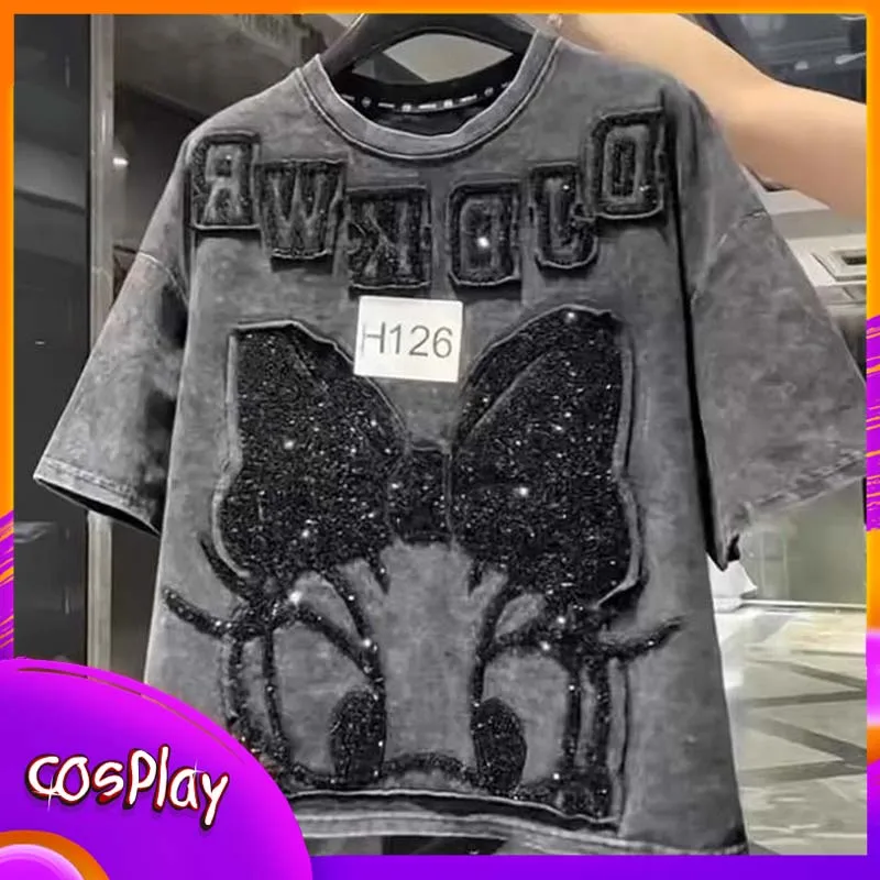 

Daisy Duck T-Shirt Trendy Street Cartoon Printed Short Sleeved T-Shirt Casual Fashion Retro Loose Top Adult Women Clothing Gift