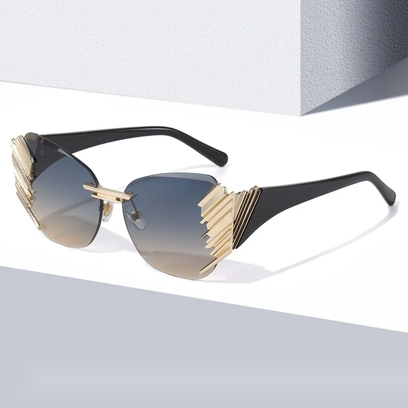 

Modern Unframed Edge Cut Trendy Sunglasses CQ9138 Men Women UV400 PC Lens Sun Glasses For Street Snap Travel Party Driving 2026