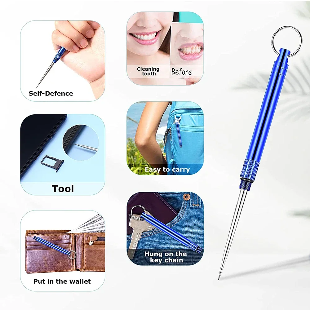 Portable Outdoor Tool Titanium Alloy Toothpick Brass Creative Combination Stainless Steel Portable Toothpick Fruit Toothpick