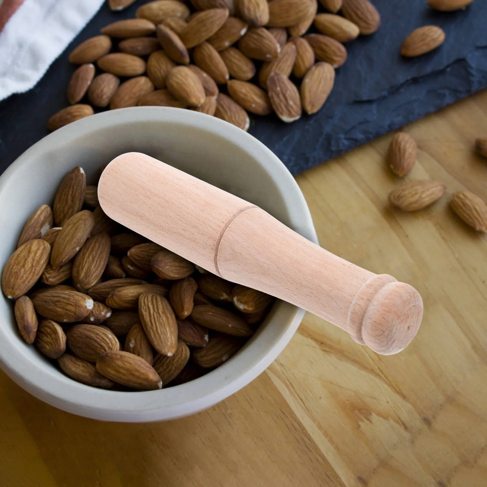 أداة هرس الثوم للمطبخ، عصا طحن يدوية من الخشب الصلب، هراسة يدوية لطحن الطعام، عصا مطبخ للثوم والتوابل بطول 17 سم