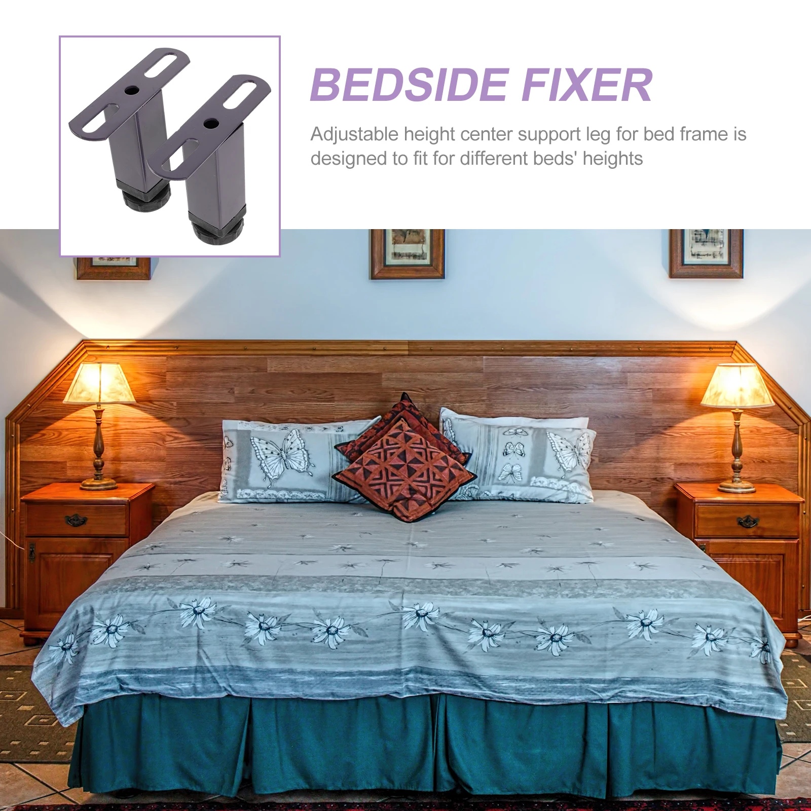 

2Pcs Bed Frame Support Legs Adjustable Height Easy Install Bed Center Support Legs Furniture Frame Replacement
