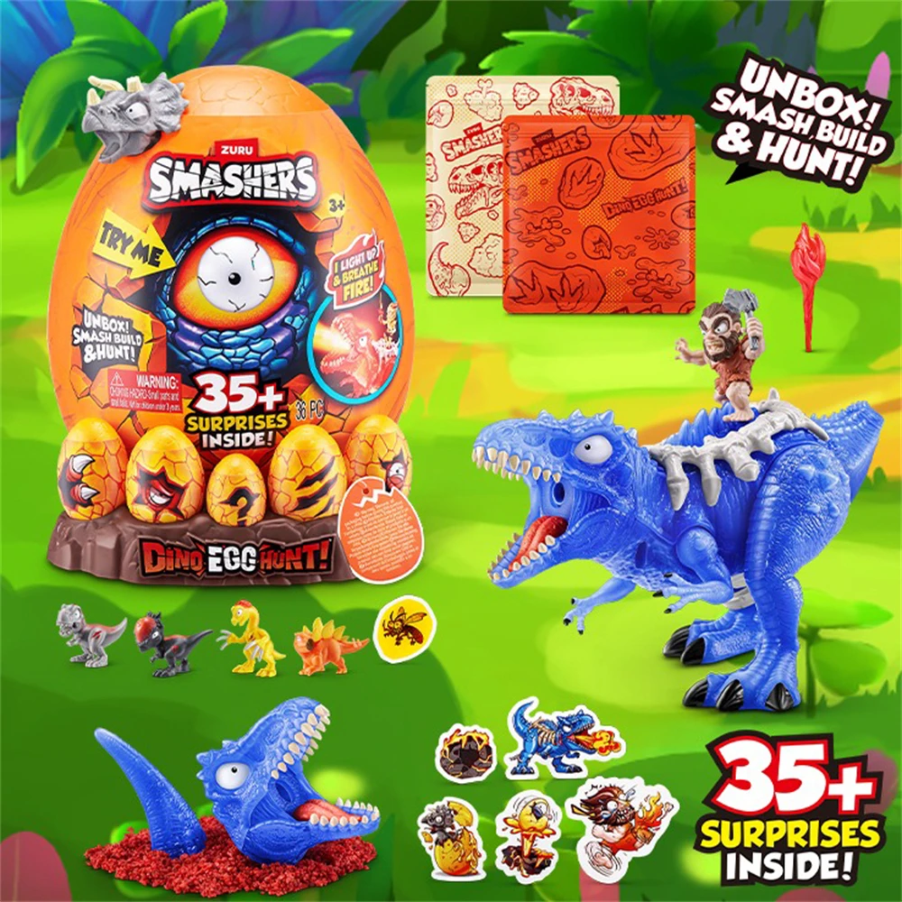 zuru-smashers-dino-chasse-aux-œufs-lumiere-respiration-de-feu-dinosaure-theme-chasse-au-tresor-jouet-jouet-a-collectionner-pour-garcons-et-enfants
