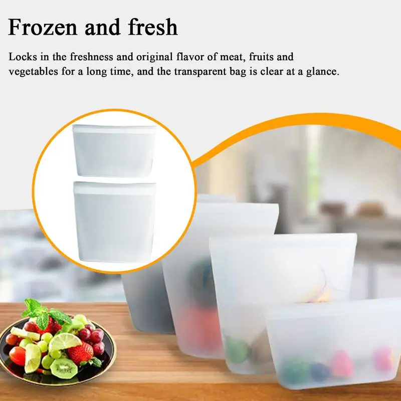 

Reusable Food Storage Bags Reusable Ziplock Bags Silicone Ziplock Preservation Leakproof Containers For Snacks Stationery Home