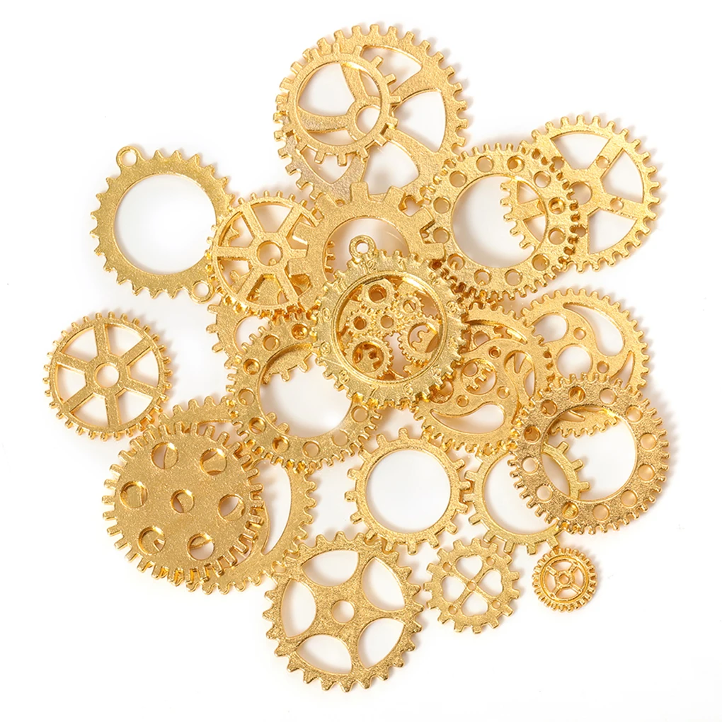 DIY Alloy Gears Set Steampunk Style Pendant Making Gears Vintage Bracelet Jewelry Crafting Accessory  Antique Silver