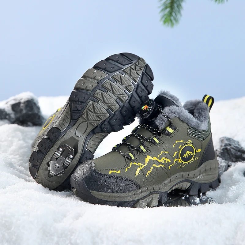 

Winter Waterproof Hiking Shoes Children‘s Outdoor Anti-Slip Steel Claws Trekking Sneakers Kids Mountain Climbing Warm Shoes