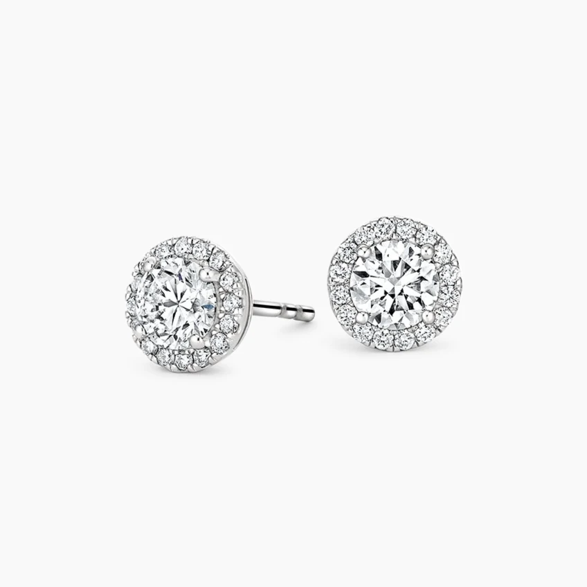 NONE Halo Diamond Earrings 18K White Gold 4