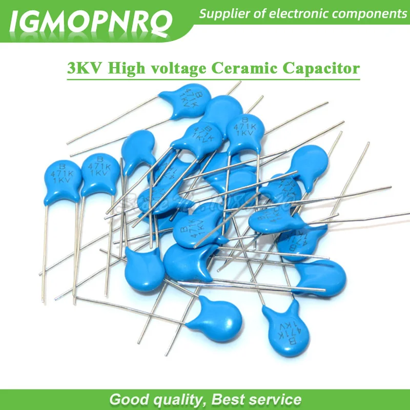 20pcs High voltage Ceramic Capacitor 3KV 5PF 10PF 15PF 20PF 22PF 27PF 30PF 47PF 56PF 100PF 220PF 1NF 2.2NF 3.3NF 4.7NF 10NF 22NF