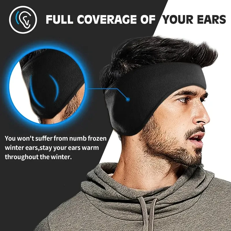 2 Pcs Warm Fleece Earmuffs Headband Soft Windproof Ear Warmer Unisex Outdoor Sports Headbands Ideal for Skiing Running Cycling
