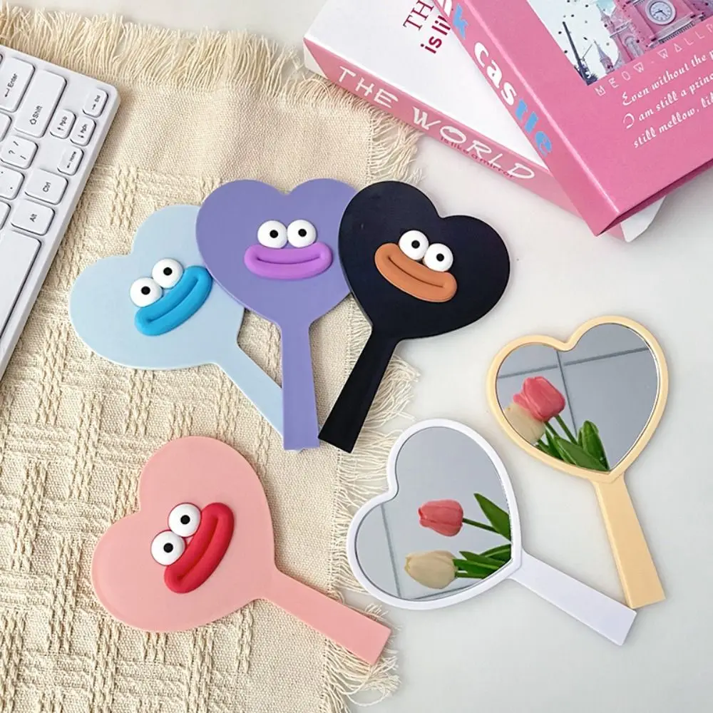 

Cute Big Mouth Heart-shaped Makeup Mirror Compact Portable Sausage Mouth Handheld Mirror Eyelash Extensions Cartoon