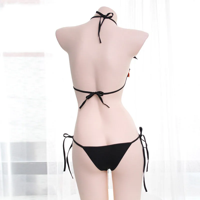 أزياء تنكرية للنساء للهالوين ، بيكيني شيطان اليقطين ، مجموعة ملابس داخلية مثيرة ، حمالة صدر برقبة ، ملابس داخلية بخيط جي ، ملابس غريبة #3