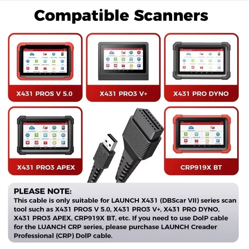 LAUNCH X431 DOIP Connect Cable 16 Pin Adapter Support DOIP Protocol Fit DBScar VII CRP919E BT PRO V5.0 PRO TT PRO3S+ V5.0