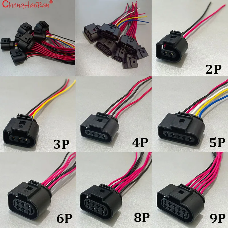 ChengHaoRan Waterproof Connector for VW Auto Ignition Coil Horn Sensor Plug with Cable 2/3/4/5/6/8/10 Pin 3.5mm 1J0973722
