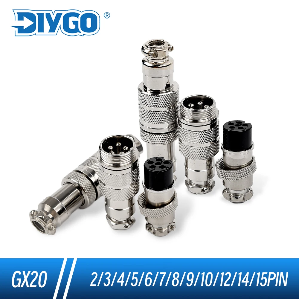 

1 Set GX20 Docking Type Aviation Connector Circular Pluggable 2/3/4/5/6/7/8/9/10/12/14/15Pin Male Female Plug Socket Panel Mount