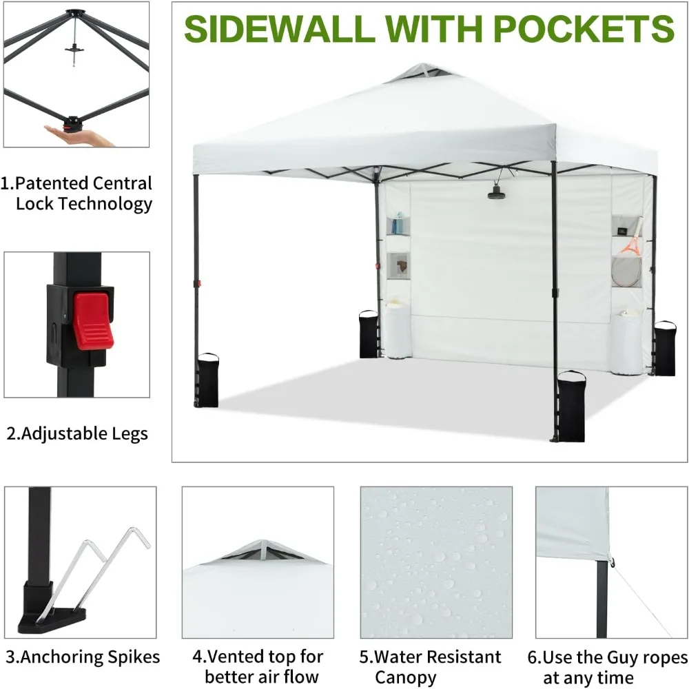 Outdoor Large Sun Shelter of 10'x30', 6 Pockets & 8 Stakes, 4 Ropes&4 Sandbags, Canopy Gazebo Commercial