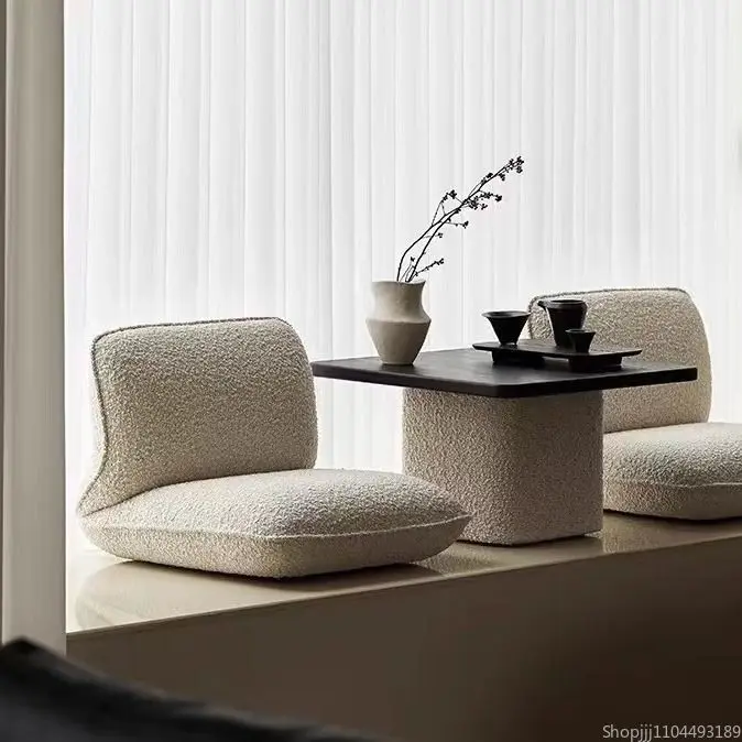 كرسي أريكة كسول على الأرض، كرسي تاتامي ياباني، مقعد بدون أرجل لنافذة النوم في غرفة النوم، وسادة سحابية بسيطة