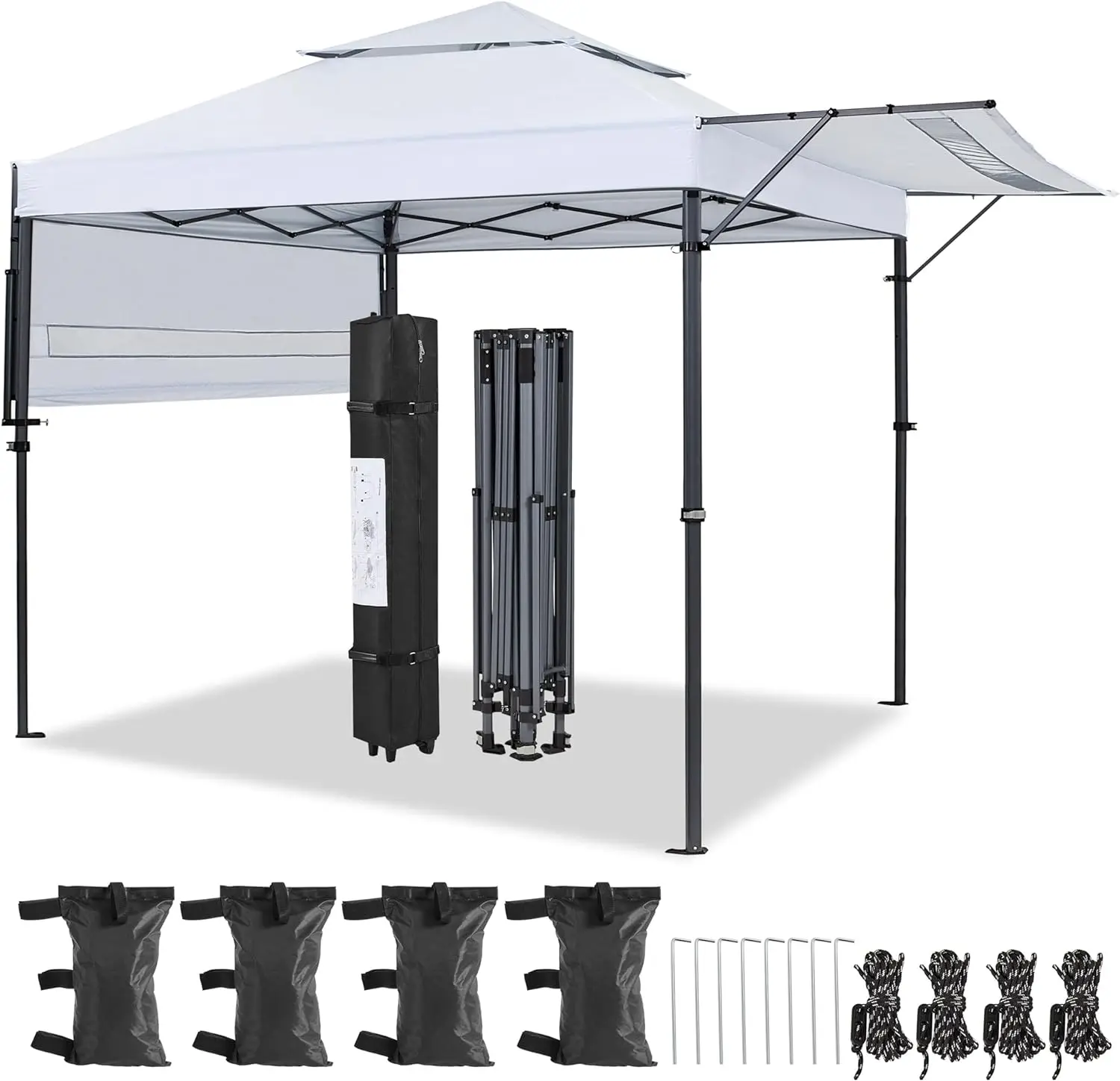 Pop Up Canopy with Awnings 2-Tier Outdoor Canopy Tent Heavy Duty Instant Shelter with Ventilation Adjustabl  Dual Half