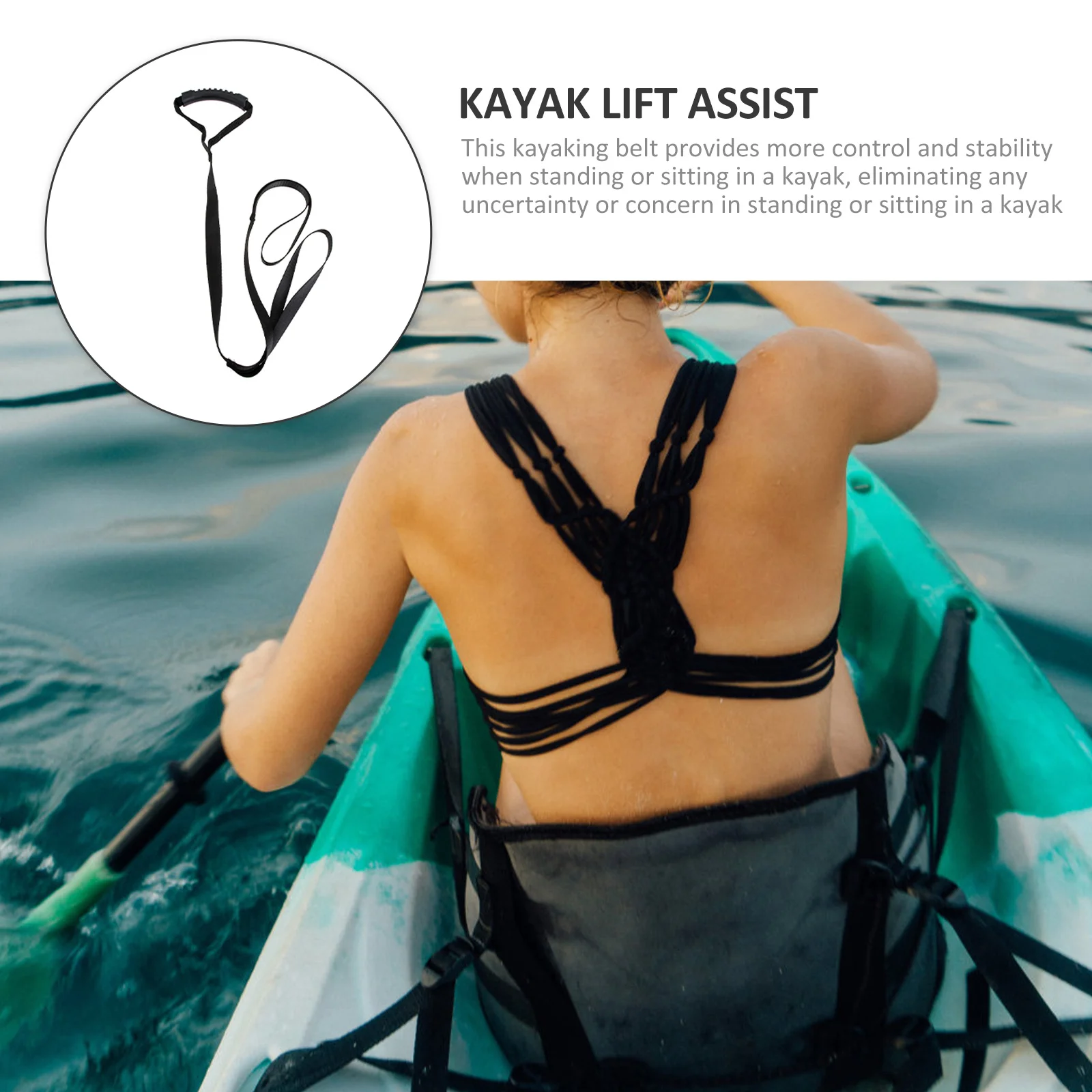 

Kayak Stand-Up Assist Strap Comfortable Handle Design Canoe Pull-Up Strap Practical Kayak Supply Polyester Drag Band