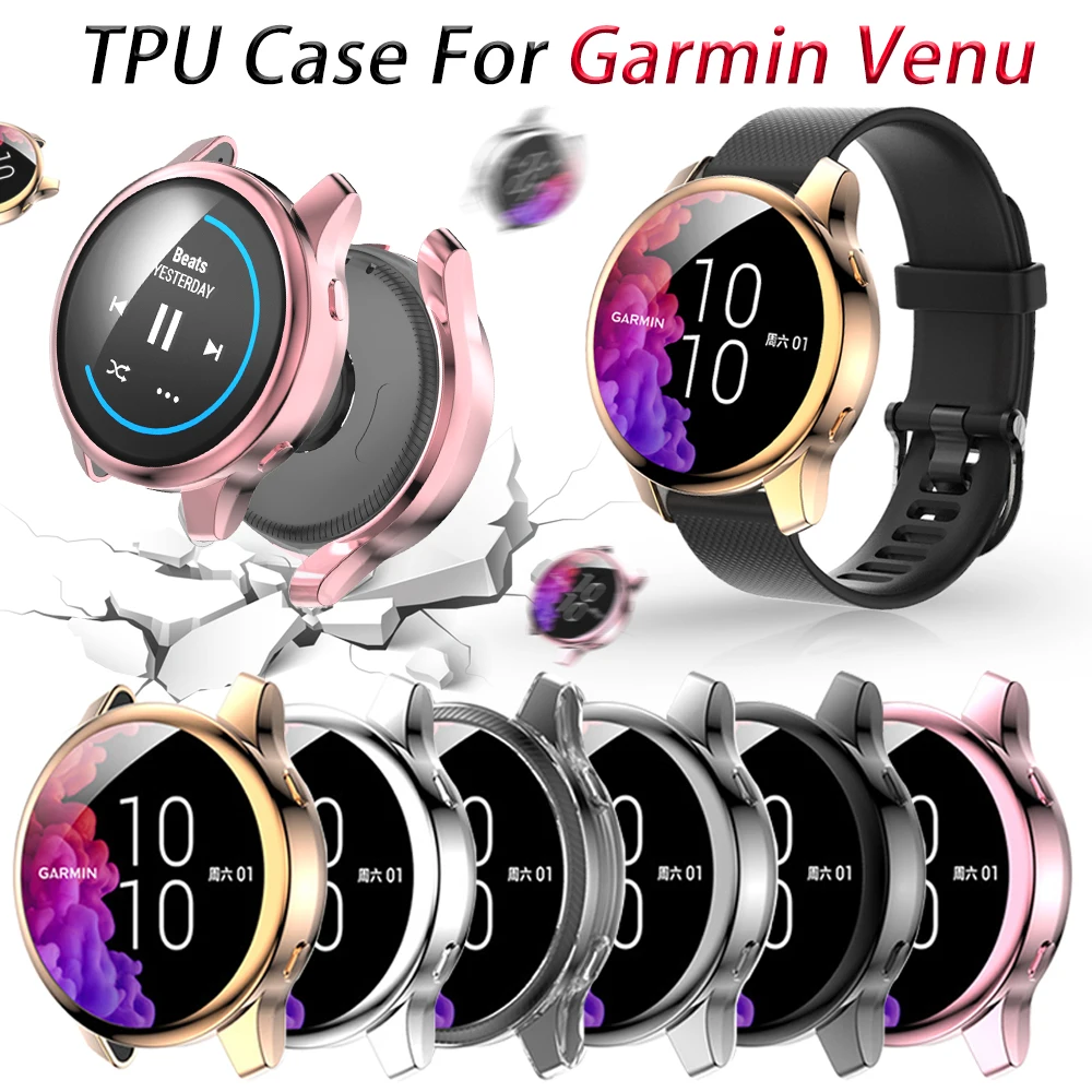 

Protective Case For Garmin Venu Watch TPU Cover Bumper With All-Around Screen Protector Smartwatch Anti-shock Shell Accessories