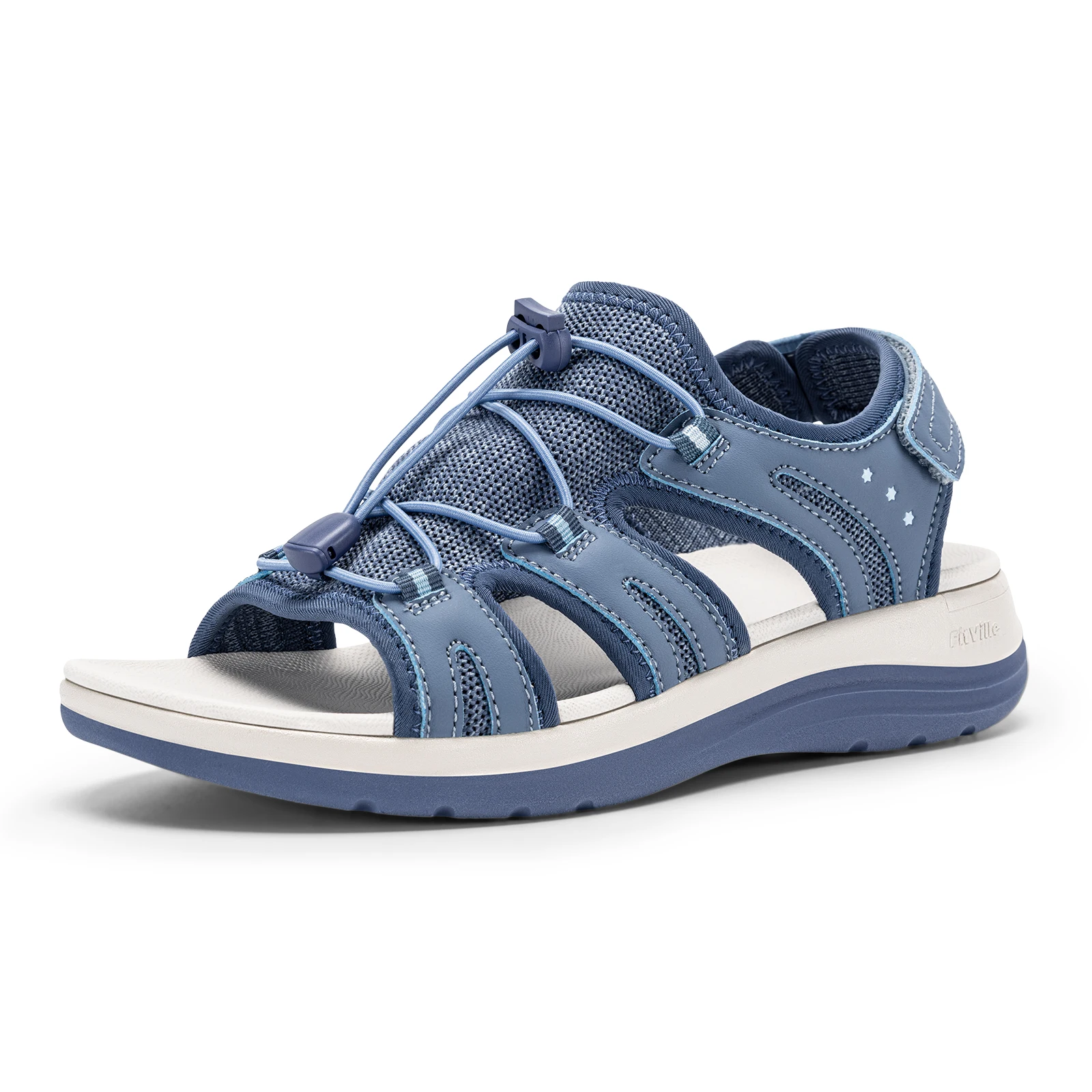 FitVille Women's Sandals Wide Toe Beach Shoes Comfortable Fashion Casual Walking Sandals for Women with Arch Support Slipper