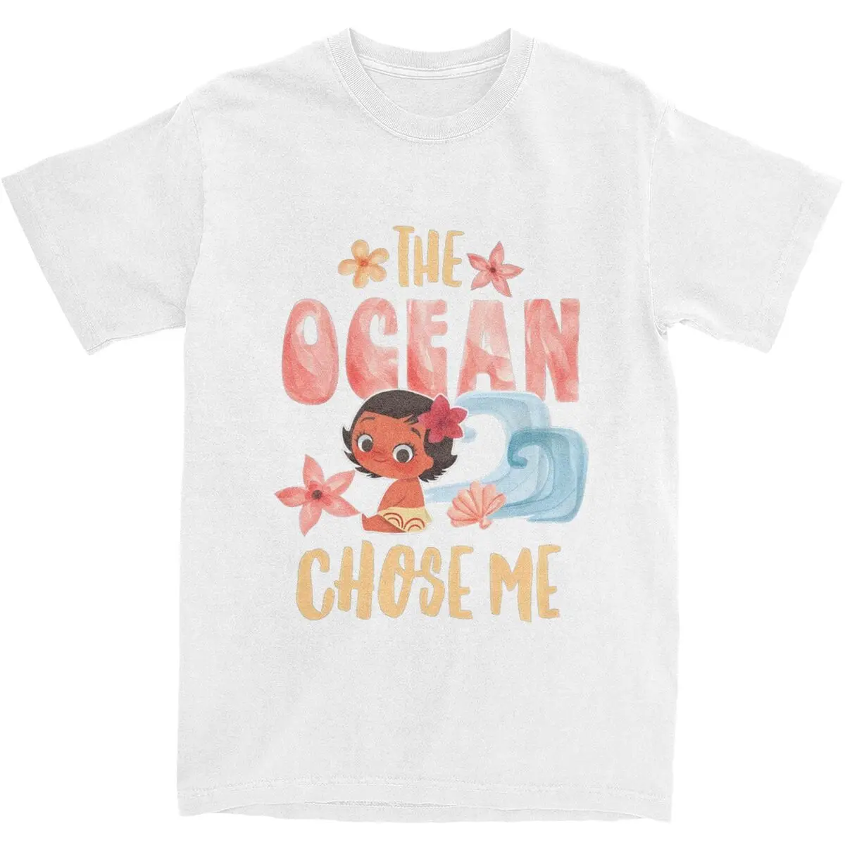 Men's Moana The Ocean Chose Me T-Shirts Cotton Tees Beach Funny Short-Sleeved T-Shirt O-Neck Fashion Design Tee Shirt 4XL 5XL