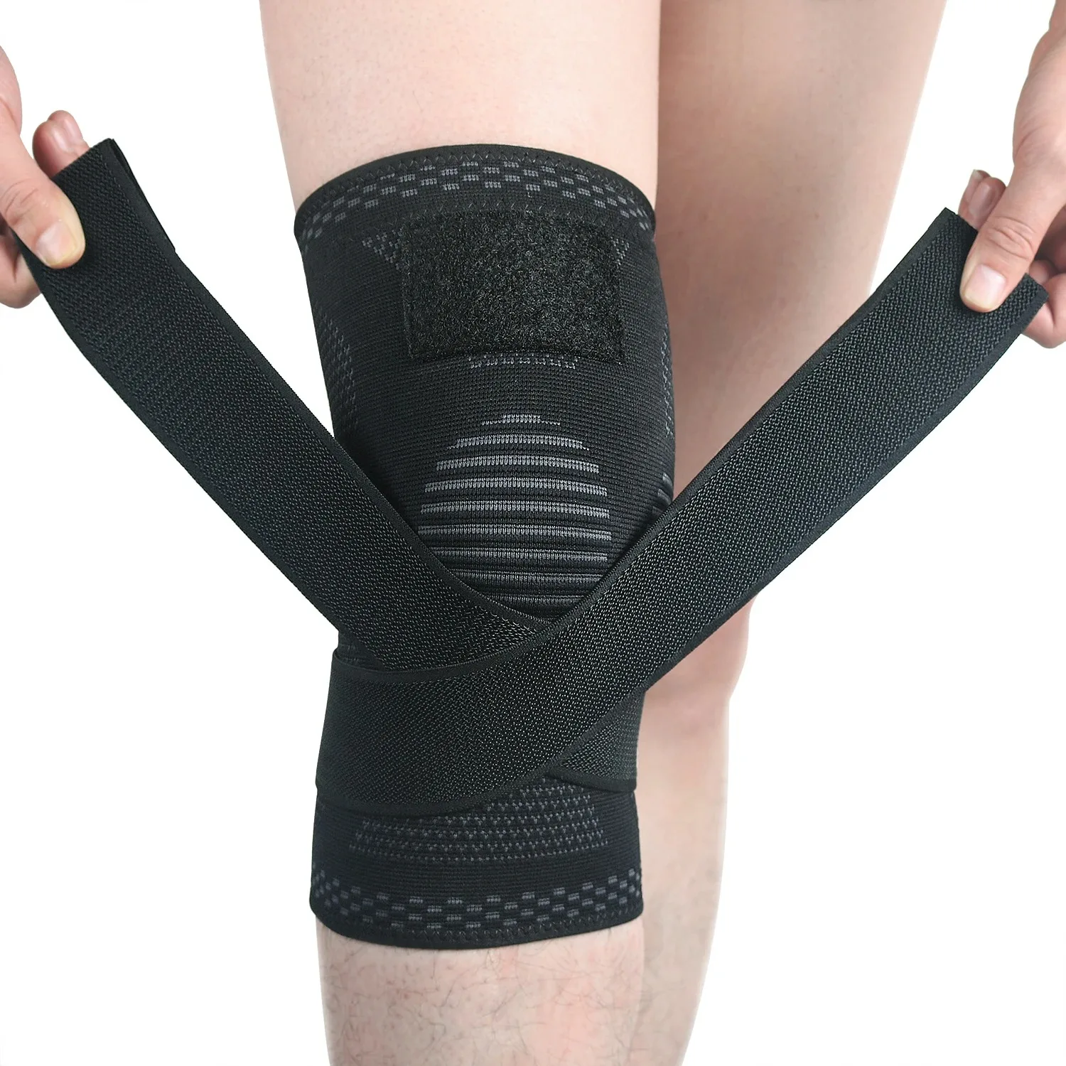

1PC Compression Knee Braces with Bandage Sports Running Basketball Fitness Volleyball Knee Sleeves Comfort Elasticity Knee Pad