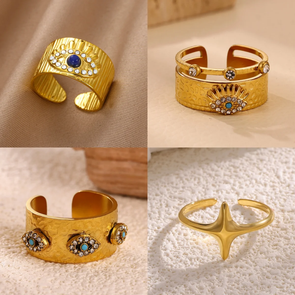 Retro-Teufelsaugenringe für Damen und Herren, breiter Zirkonia-Ring mit durchbrochenem Schmuck, Jubiläumsgeschenk, kostenloser Versand