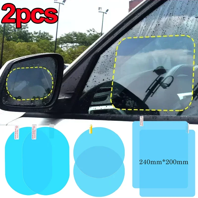 2pcs Car Rearview Mirror Film Sticker Side Window Rainproof Clear Film Anti-Fog Waterproof Protective Films for Car Motorcycle