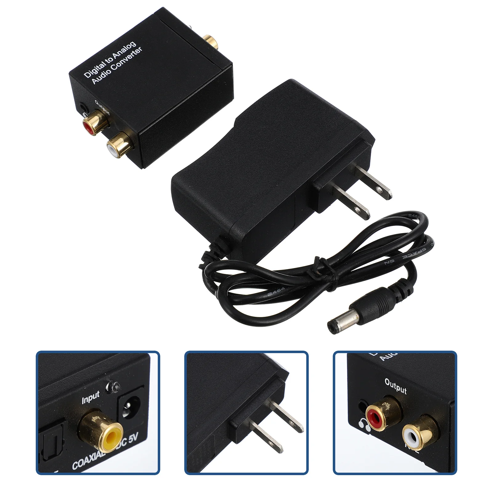

Digital Audio Converter .1/48/96Khz Coaxial Optical To Analog Rca 3.5Mm Adapter For Amplifier Speaker