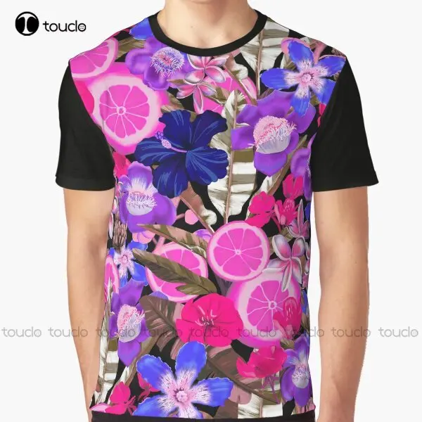 

Flowers And Fruits Blue Graphic T-Shirt Custom Aldult Teen Unisex Digital Printing Tee Shirts Custom Gift Xxs-5Xl Streetwear