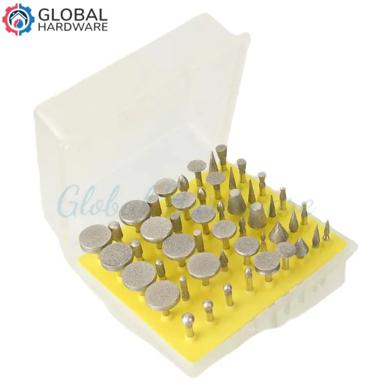 50PCS Diamond Coated DIY Metalworking Grinding Grinder Head Glass Burr Electric Drill Rotary Tools for Stone Ceramic Glass