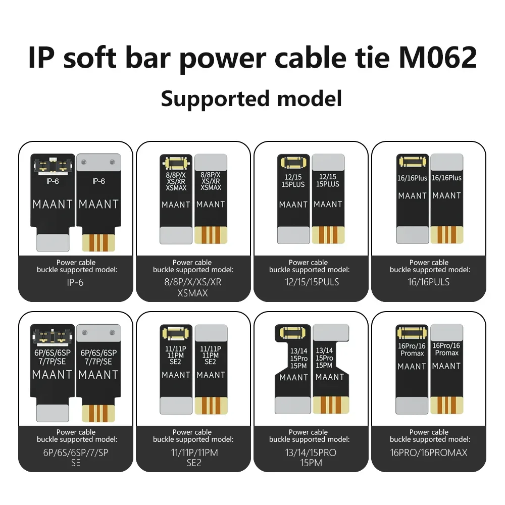 MAANT M062 Soft Power Cord Buckle For iPhone 6-16 PRO MAX Motherboard Maintenace Power Boot Cable Connector Battery Male Buckle