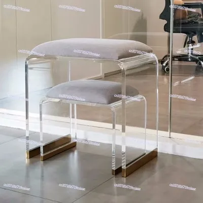 Acrylic Doorway Shoe Changing Stool, Vintage Style Dressing Bench, High-end Bathroom Stool, Transparent Entrance Door, Entryway