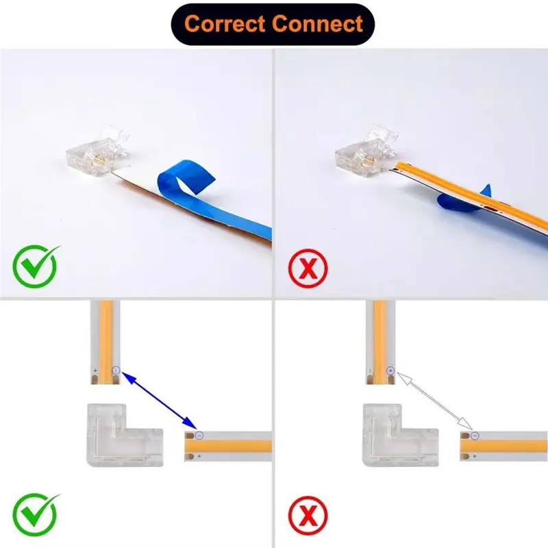 DT17 LED Light Strip Connector Right Angle 90 Degree L Shape 10mm for Cob RGB Strip Lights 36V