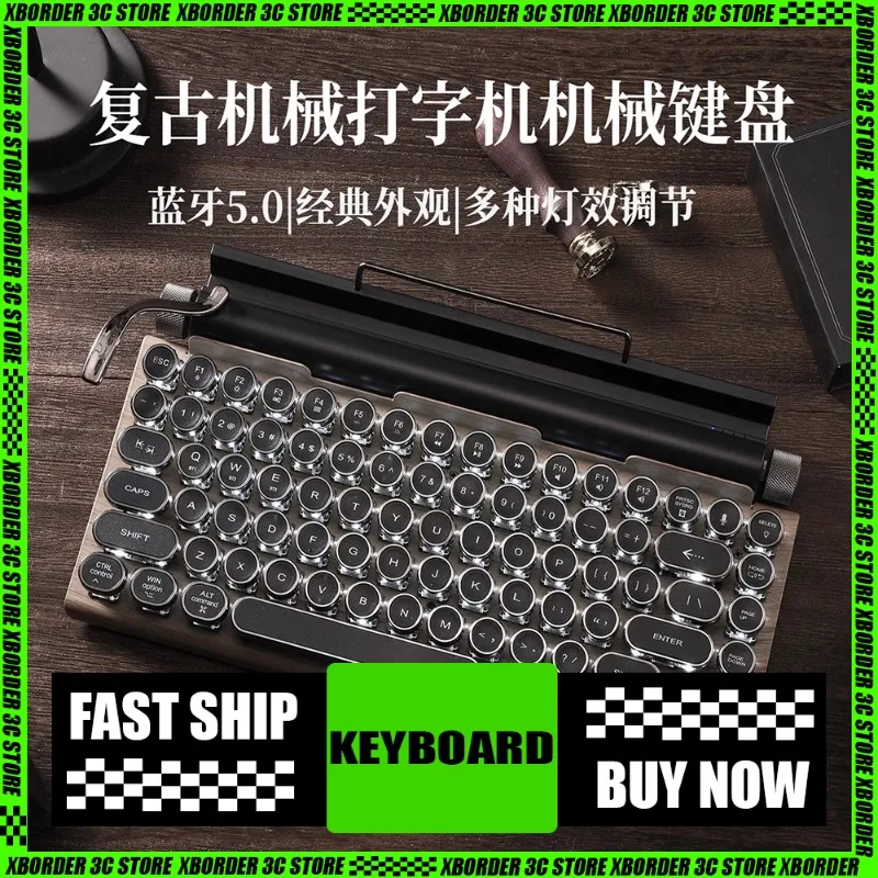 

Retro Typewriter Mechanical Keyboard Wireless Bluetooth Hot Swappable Design Long-lasting Battery Life Aesthetics Gaming Office