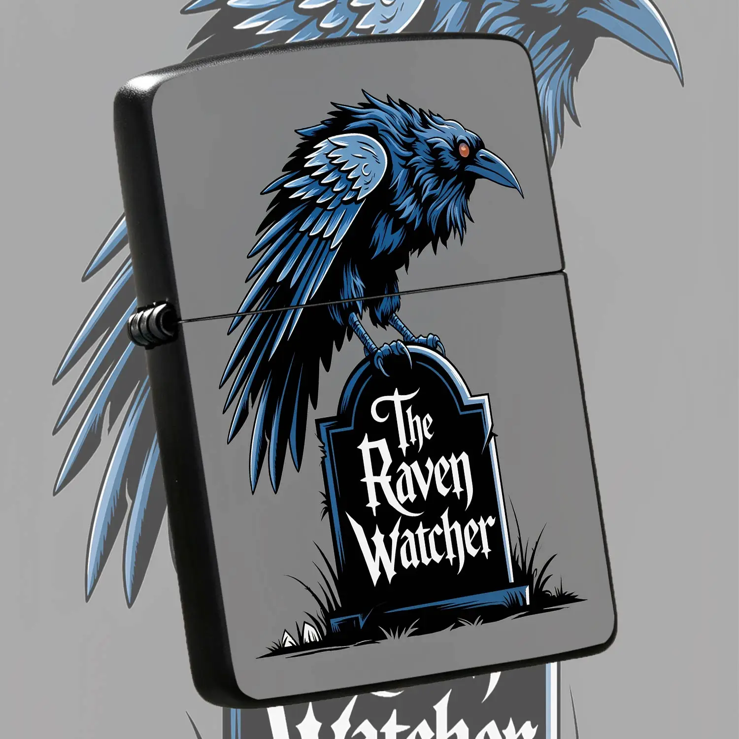 Creative The Raven Watcher Themed Lighter Stylish Retro Tombstone Graphic Portable Igniter Smooth Use For Daily Outdoor Camping Dating Gatherings Unique Spooky Vibe Exquisite Present For Friends And Hobbyists A Humorous And Interesting Ligh