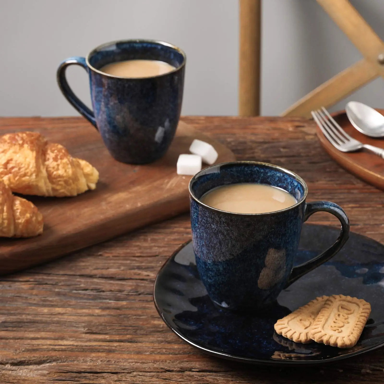 Imagem -04 - Caneca de Café Cerâmica Vitrificada Especial com Alça Azul Adequado para Café Chá Leite Cacau Cereais