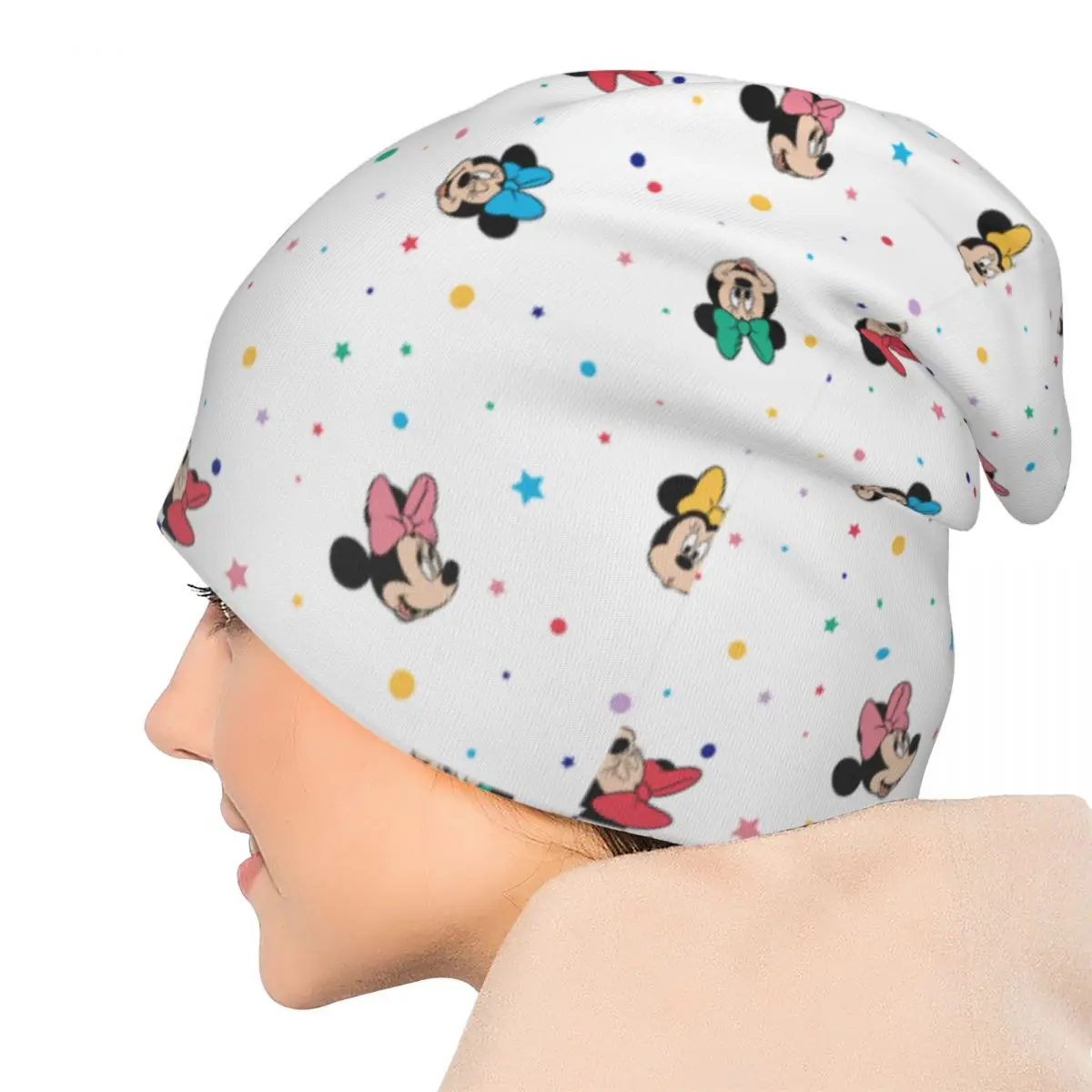 미키 미니 마우스 레인보우 보우 캡 패션 남성 여성 야외 스컬리 비니 모자 여름 따뜻한 이중 용도 보닛 모자