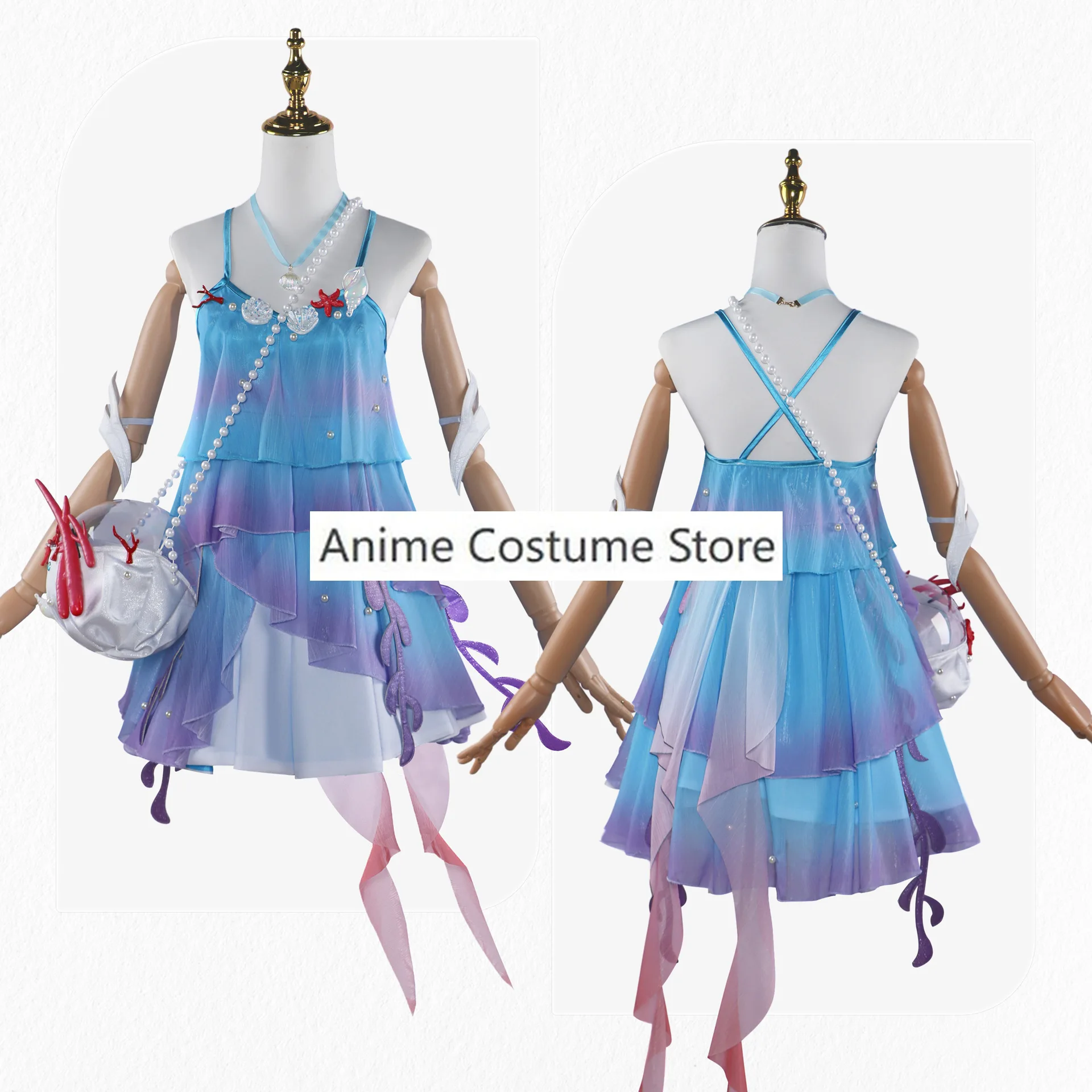 เครื่องแบบใหม่ของกษัตริย์ดอเลียชุดคอสเพลย์ผู้หญิงชุดเดรสกระเป๋าใส่เซ็ตสร้อยคอหมวก Liya เล่นบทบาทเสื้อผ้ากุลสตรีเสื้อผ้า