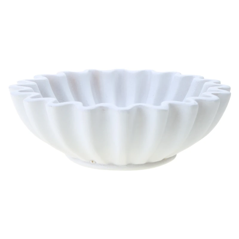 Versatile And Long lasting Fluted Ruffle Decorative Bowl Scalloped Bowl Resin Flower Bowl Sculpture Desktop Jewelry Tray