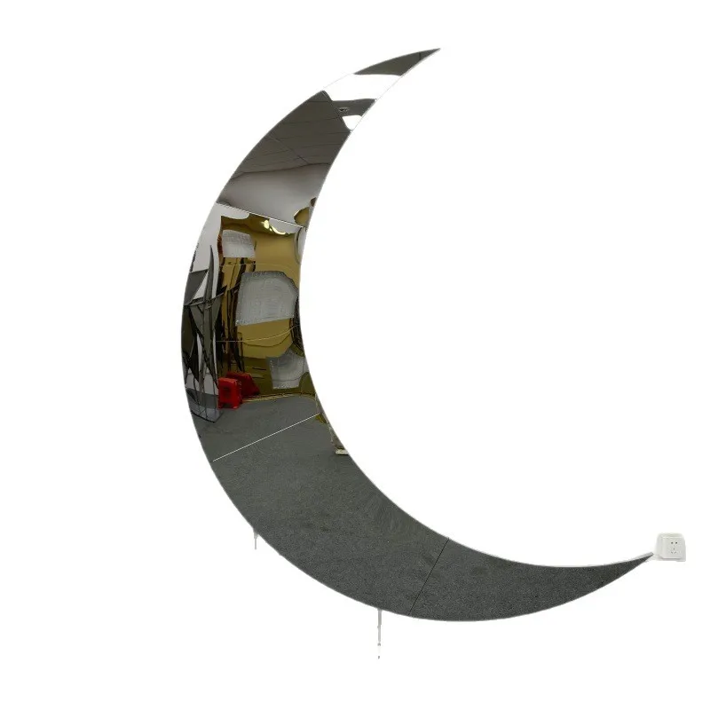 

Серебряная свадебная рамка из нержавеющей стали, лунная ширма, фон, декоративный реквизит, уличное свадебное украшение, лунная арка