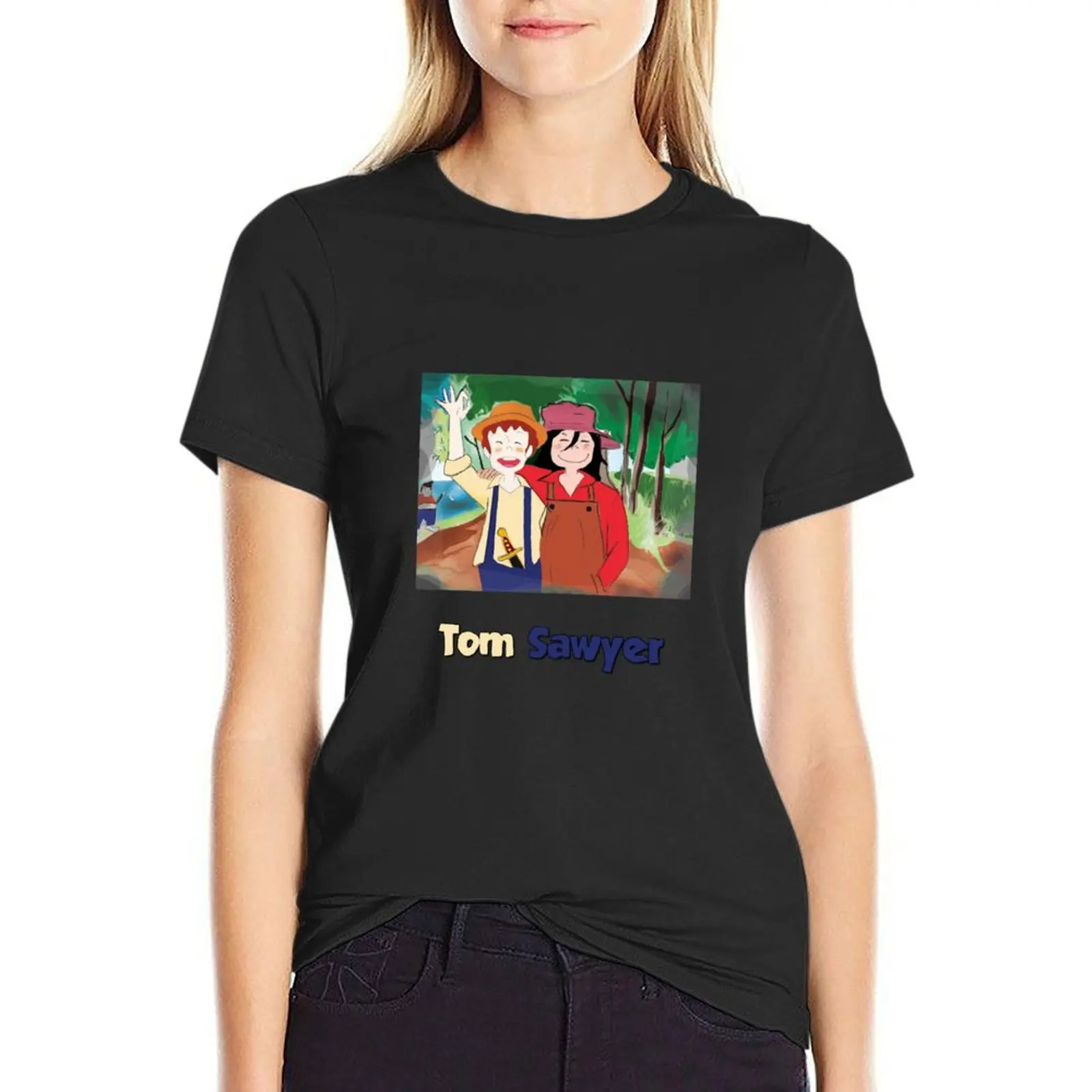 Tom Sawyer and Huckleberry Finn T-Shirt vintage clothes anime clothes Women's cotton t-shirt