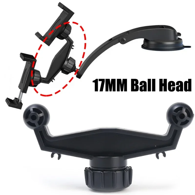 Accesorios de soporte de cabeza de bola doble de 17MM, cabezal de bola giratorio 360 de 17MM, consola central para coche, soporte para teléfono, accesorios de transferencia de Base