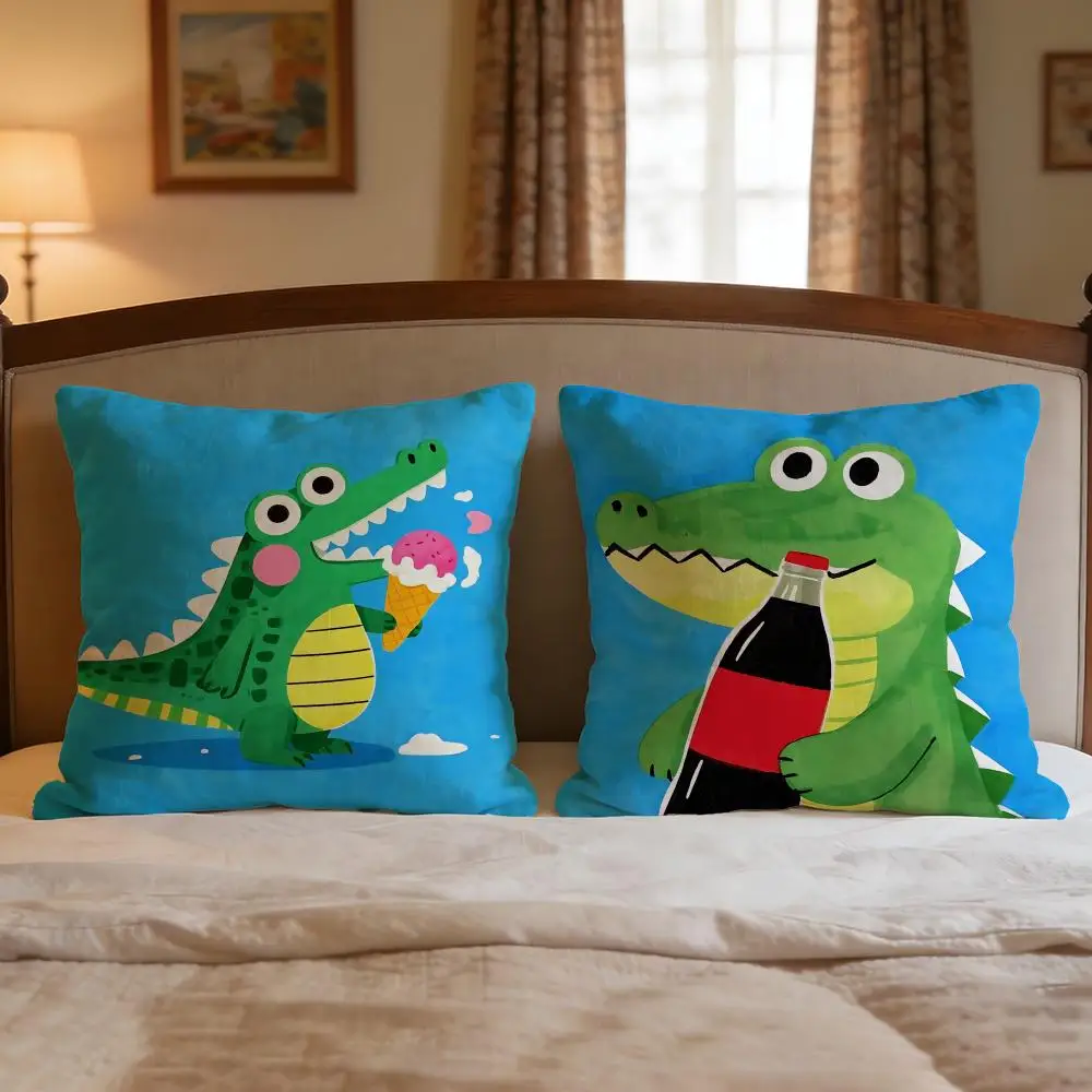 Animal cute crocodile Cushion Cover 4Pcs Decorative Covers Soft Cushion Case for Sofa Couch Decor 40x40 45x45 Pillowcases